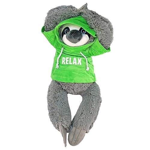 BEMIRO Faultier Kuscheltier mit Kapuze - grün Relax - ca. 70 cm, Faultier Kuscheltier mit Pulli, Kletthände zum anhängen, Plüschtier Faultier mit Hoodie BEMIRO Faultier Kuscheltier mit Kapuze - grün Relax - ca. 70 cm, Faultier Kuscheltier mit Pulli, Kletthände zum anhängen, Plüschtier Faultier mit Hoodie von BEMIRO