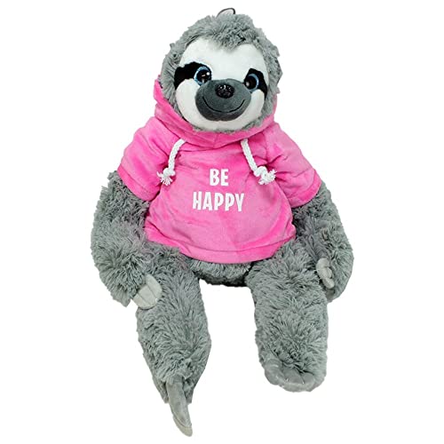 BEMIRO Faultier Kuscheltier mit Pullover - rosa Be Happy- ca. 40 cm, Faultier Kuscheltier mit Pulli, Kletthände zum anhängen, Plüschtier Faultier mit Hoodie BEMIRO Faultier Kuscheltier mit Pullover - rosa Be Happy- ca. 40 cm, Faultier Kuscheltier mit Pulli, Kletthände zum anhängen, Plüschtier Faultier mit Hoodie von BEMIRO