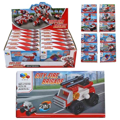 BEMIRO Feuerwehr Fahrzeuge Baustein-Set, 12 Stück Display, 2-in-1 Modelle, 13 cm, 20-30 Teile pro Set, ab 3 Jahre BEMIRO Feuerwehr Fahrzeuge Baustein-Set, 12 Stück Display, 2-in-1 Modelle, 13 cm, 20-30 Teile pro Set, ab 3 Jahre von BEMIRO