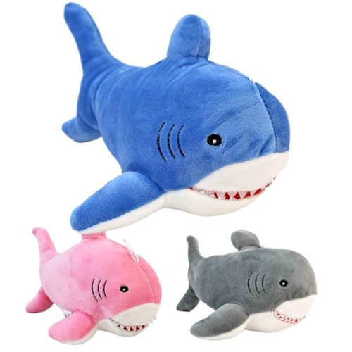 BEMIRO Hai Kuscheltier – 27 cm – Gestickte Augen – Kuschelig weich – Mit Aufhängeschlaufe (Set) von BEMIRO