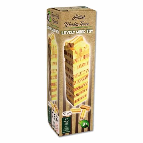 BEMIRO Holz Stapelturm für Kinder – 51 Teile, ca. 19 cm groß, nachhaltig produziert, für 2 und mehr Spieler, kompakt und ideal für unterwegs BEMIRO Holz Stapelturm für Kinder – 51 Teile, ca. 19 cm groß, nachhaltig produziert, für 2 und mehr Spieler, kompakt und ideal für unterwegs von BEMIRO