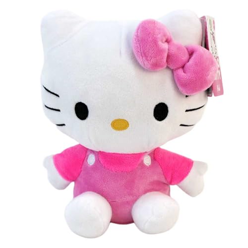 BEMIRO Katzen Kuscheltier – ca. 23 cm – weiches Stofftier aus Plüsch – mit gestickten Details – süßes Plüschtier für Kinder & Sammler – Geschenkidee Kuscheltier Katze (Pink) von BEMIRO