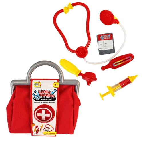 BEMIRO Kinder-Doktorset, 6-teiliges Arztkoffer-Spielset mit Stethoskop und Zubehör, Rollenspiel ab 3 Jahre, Rot BEMIRO Kinder-Doktorset, 6-teiliges Arztkoffer-Spielset mit Stethoskop und Zubehör, Rollenspiel ab 3 Jahre, Rot von BEMIRO