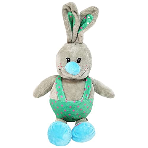 BEMIRO Kleiner Hase Kuscheltier mit türkiser Kleidung und Nase - ca. 30 cm, Osterhase Kuscheltier, Plüsch Hase von BEMIRO