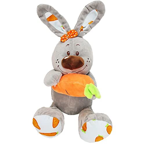 BEMIRO Kuscheltier Hase mit Karotte - Farbe grau - ca. 33 cm, Osterhase Kuscheltier, Plüsch Hase, Kuscheltier Hase, Stofftier Hase, Plüschtier Hase, Kleiner Hase BEMIRO Kuscheltier Hase mit Karotte - Farbe grau - ca. 33 cm, Osterhase Kuscheltier, Plüsch Hase, Kuscheltier Hase, Stofftier Hase, Plüschtier Hase, Kleiner Hase von BEMIRO