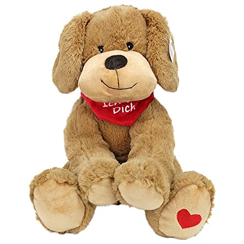BEMIRO Kuscheltier Hund mit Spruch ich Liebe Dich - Besticktes Halstuch - ca. 28 cm, Hund Kuscheltier, Hund Kuscheltier braun BEMIRO Kuscheltier Hund mit Spruch ich Liebe Dich - Besticktes Halstuch - ca. 28 cm, Hund Kuscheltier, Hund Kuscheltier braun von BEMIRO