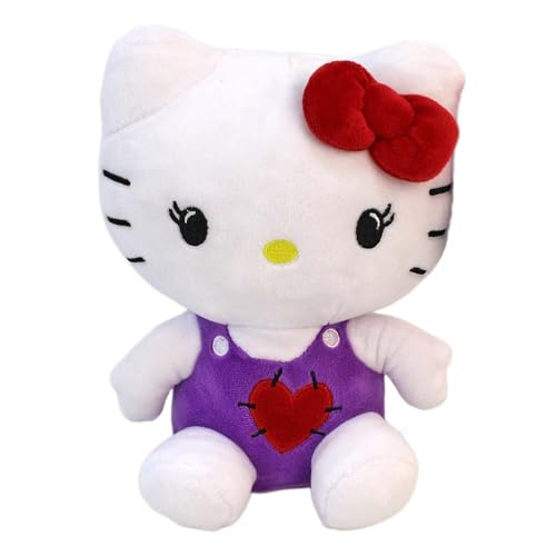 BEMIRO Kuscheltier Katze – ca. 25 cm – Plüschfigur in lila Outfit mit gesticktem Herz – mit roter Schlaufe zum Aufhängen – flauschig weich & dekorativ – ideal zum Verschenken BEMIRO Kuscheltier Katze – ca. 25 cm – Plüschfigur in lila Outfit mit gesticktem Herz – mit roter Schlaufe zum Aufhängen – flauschig weich & dekorativ – ideal zum Verschenken von BEMIRO