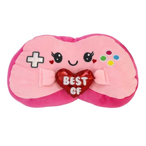 BEMIRO Kuscheltier Retro Gadgets – 25 cm – Controller, Kassette, Radio & Co. – Mit Kawaii-Gesicht & Liebes-Sprüchen (Controller Pink) von BEMIRO