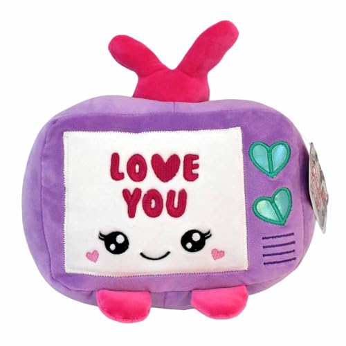 BEMIRO Kuscheltier Retro Gadgets – 25 cm – Controller, Kassette, Radio & Co. – Mit Kawaii-Gesicht & Liebes-Sprüchen (Fernseher) von BEMIRO