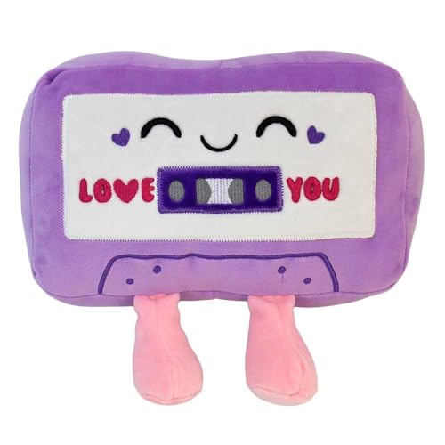 BEMIRO Kuscheltier Retro Gadgets – 25 cm – Controller, Kassette, Radio & Co. – Mit Kawaii-Gesicht & Liebes-Sprüchen (Kassette) von BEMIRO