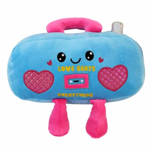 BEMIRO Kuscheltier Retro Gadgets – 25 cm – Controller, Kassette, Radio & Co. – Mit Kawaii-Gesicht & Liebes-Sprüchen (Radio) von BEMIRO