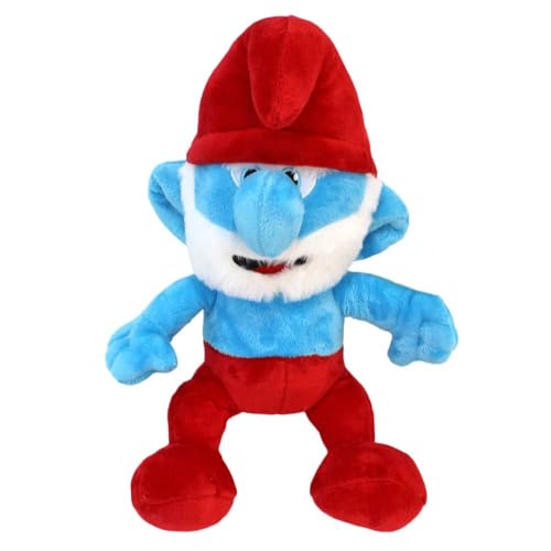 BEMIRO Kuscheltier ca. 32 cm – blau-weißes Plüschtier im Comic-Stil – mit gestickten Augen – weich & kindgerecht – Stofftier für Kinder ab 3 Jahren – ideal zum Kuscheln & Verschenken (Papa Schlumpf) von BEMIRO