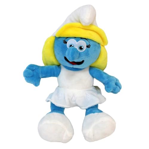 BEMIRO Kuscheltier ca. 32 cm – blau-weißes Plüschtier im Comic-Stil – mit gestickten Augen – weich & kindgerecht – Stofftier für Kinder ab 3 Jahren – ideal zum Kuscheln & Verschenken (Schlumpfine) von BEMIRO