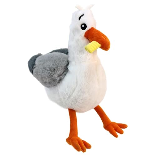 BEMIRO Möwe Plüschtier – 24 cm – Mit Essen im Schnabel – Gestickte Details – Kuschelig weich (Pommes) von BEMIRO