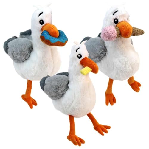 BEMIRO Möwe Plüschtier – 24 cm – Mit Essen im Schnabel – Gestickte Details – Kuschelig weich (Set) von BEMIRO