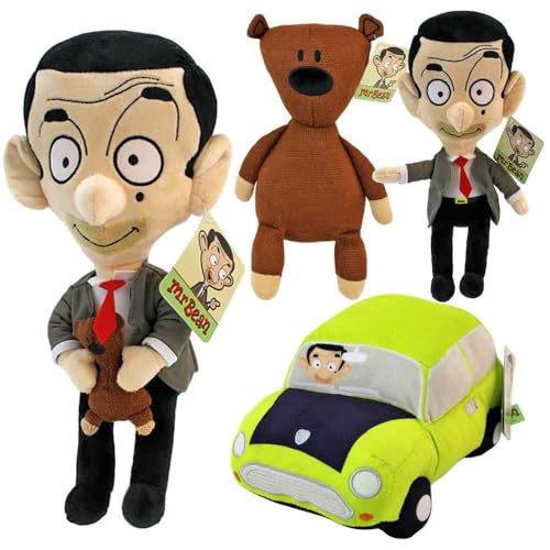 BEMIRO Mr. Bean Kuscheltier – 22–35 cm – Original Lizenzartikel – Gestickte Augen & Details – Kuschelig weich – Bekannt aus der Cartoon-Serie (Set) von BEMIRO