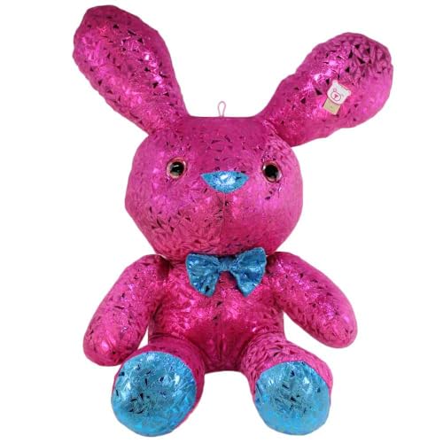 BEMIRO Osterhase Plüschtier groß – 90 cm (60 cm sitzend) – Mit Schlaufe & glitzernden Kunststoffaugen – Zum Kuscheln & Dekorieren (Pink) von BEMIRO