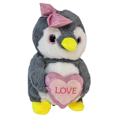 BEMIRO Pinguin Kuscheltier, 25 cm, Plüschtier mit Herz und Love-Stickerei, Stofftier zum Kuscheln, Geschenk für Kinder (Rosa) von BEMIRO