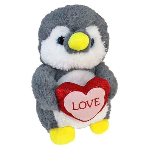 BEMIRO Pinguin Kuscheltier, 25 cm, Plüschtier mit Herz und Love-Stickerei, Stofftier zum Kuscheln, Geschenk für Kinder (Rot) von BEMIRO