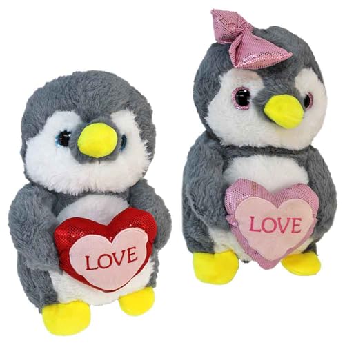 BEMIRO Pinguin Kuscheltier, 25 cm, Plüschtier mit Herz und Love-Stickerei, Stofftier zum Kuscheln, Geschenk für Kinder (Set) von BEMIRO