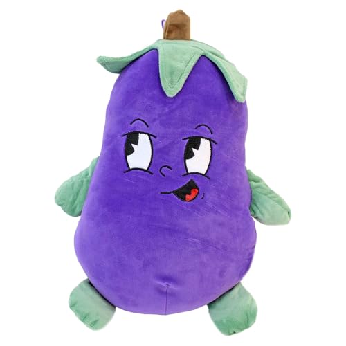 BEMIRO Plüsch Aubergine, 38 cm Kuscheltier in Lila, Weiches Stofftier mit Gesicht und Schlaufe, Recyceltes Material (Sideeye) von BEMIRO