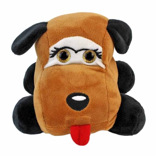 BEMIRO Plüsch-Auto mit Tiermotiv, 15 cm, Kuscheltier mit Glitzeraugen, Stoffauto für Kinder ab 3 Jahren, Sammelspielzeug (Hund) von BEMIRO