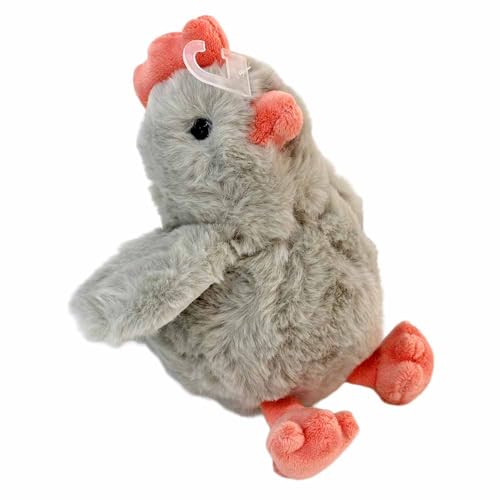BEMIRO Plüsch-Huhn Kuscheltier, 20 cm, Grau mit Korallen-Akzenten, Super Weiches Stofftier zum Schmusen und Spielen (Grau) von BEMIRO