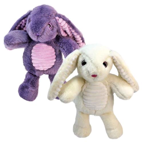 BEMIRO Plüsch Kaninchen mit Schlappohren – 23 cm – Osterhase Kuscheltier – Glitzernde Augen – Kuschelig weich – Mit Schlaufe (Set) von BEMIRO