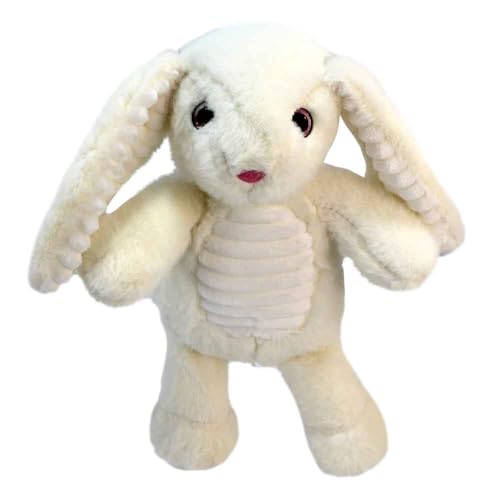 BEMIRO Plüsch Kaninchen mit Schlappohren – 23 cm – Osterhase Kuscheltier – Glitzernde Augen – Kuschelig weich – Mit Schlaufe (Weiß) von BEMIRO