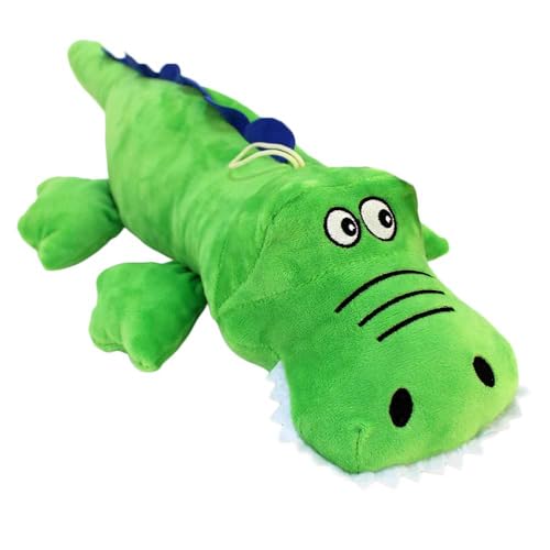 BEMIRO Plüsch-Krokodil liegend – ca. 53 cm – Kuscheltier mit gestickten Augen & Aufhängeschlaufe – weiches Stofftier für Kinder ab 3 Jahren – Füllung aus 100 % recyceltem Material (Grün) von BEMIRO