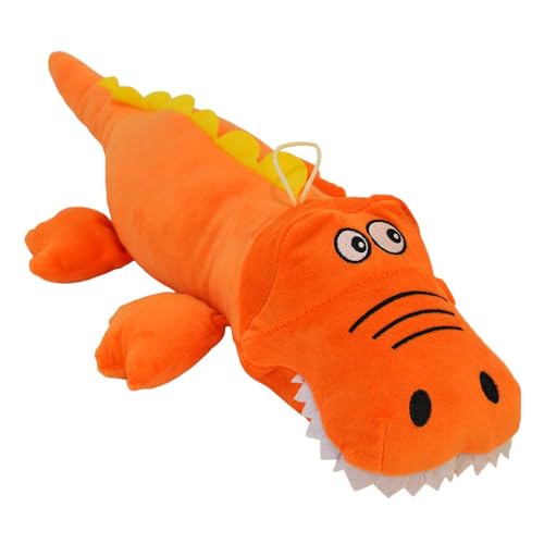 BEMIRO Plüsch-Krokodil liegend – ca. 53 cm – Kuscheltier mit gestickten Augen & Aufhängeschlaufe – weiches Stofftier für Kinder ab 3 Jahren – Füllung aus 100 % recyceltem Material (Orange) von BEMIRO
