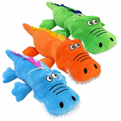 BEMIRO Plüsch-Krokodil liegend – ca. 53 cm – Kuscheltier mit gestickten Augen & Aufhängeschlaufe – weiches Stofftier für Kinder ab 3 Jahren – Füllung aus 100 % recyceltem Material (Set) von BEMIRO