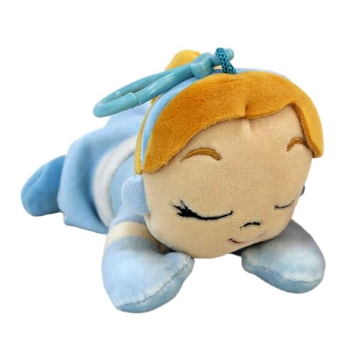 BEMIRO Plüsch Schlüsselanhänger, 15 cm Kuscheltier mit Bagclip, Squishy Stofftier in Schlafhaltung, 9 Charaktere (Cinderella) von BEMIRO