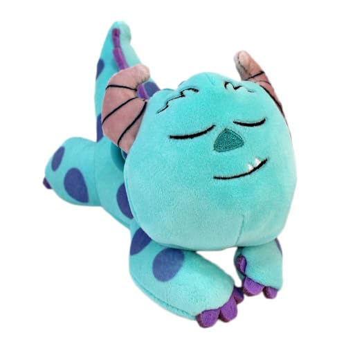 BEMIRO Plüsch Schlüsselanhänger, 15 cm Kuscheltier mit Bagclip, Squishy Stofftier in Schlafhaltung, 9 Charaktere (Sulley) von BEMIRO