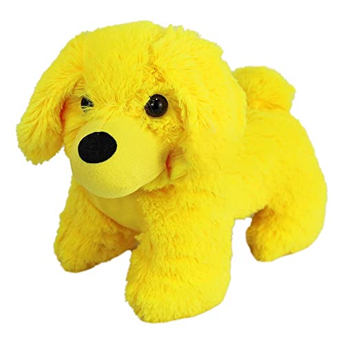 BEMIRO Plüschhund gelb Sunny - ca. 23 cm Hund Kuscheltier – Flauschig weiches Plüschtier in 6 Farben mit niedlichen Kunststoffaugen und Schlaufe zum Aufhängen von BEMIRO