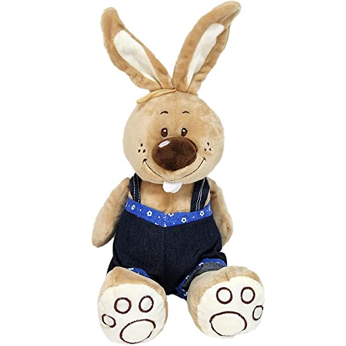 BEMIRO Plüschtier Hase mit Hosenträger in blau - ca. 33 cm, Osterhase Kuscheltier, Plüsch Hase, Kuscheltier Hase, Stofftier Hase, Plüschtier Hase, Kleiner Hase BEMIRO Plüschtier Hase mit Hosenträger in blau - ca. 33 cm, Osterhase Kuscheltier, Plüsch Hase, Kuscheltier Hase, Stofftier Hase, Plüschtier Hase, Kleiner Hase von BEMIRO