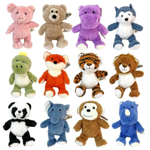 BEMIRO Plüschtier-Set, 12 Verschiedene Tiere, 28 cm, Kuscheltiere im Beutel mit AFFE, Fuchs, Hund und mehr, Geschenkidee für Kinder BEMIRO Plüschtier-Set, 12 Verschiedene Tiere, 28 cm, Kuscheltiere im Beutel mit AFFE, Fuchs, Hund und mehr, Geschenkidee für Kinder von BEMIRO