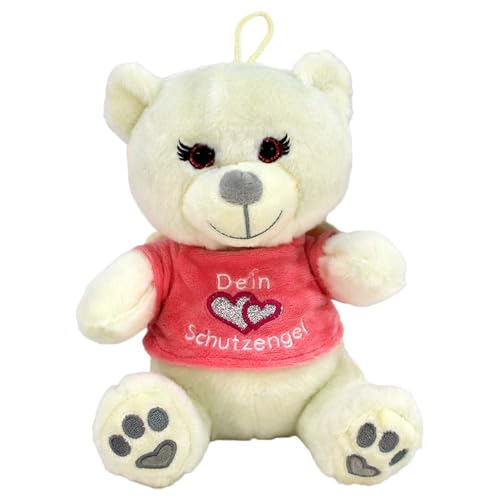 BEMIRO Schutzengel Kuscheltier Teddy – 30 cm – Mit Flügeln & glitzernden Augen – Mit Schlaufe zum Aufhängen (Rot) von BEMIRO