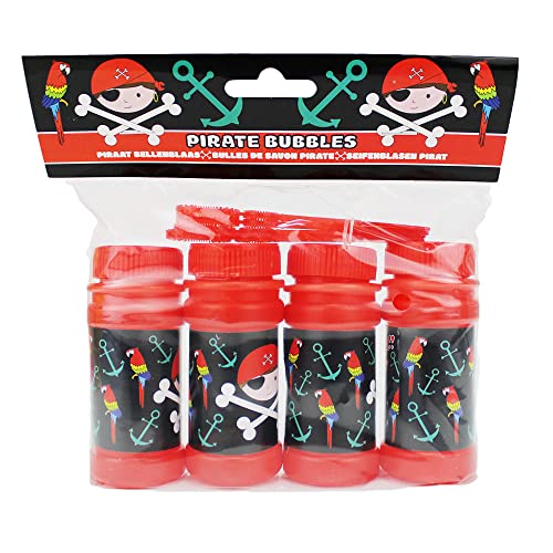 BEMIRO Seifenblasen Piraten 4er Set - 60 ml pro Flasche, Seifenblasen, Seifenblasen Kinder, Seifenblasen Set, Seifenblasen Hochzeit, Seifenblasen Kinder Mitgebsel, Piraten Kindergeburtstag von BEMIRO