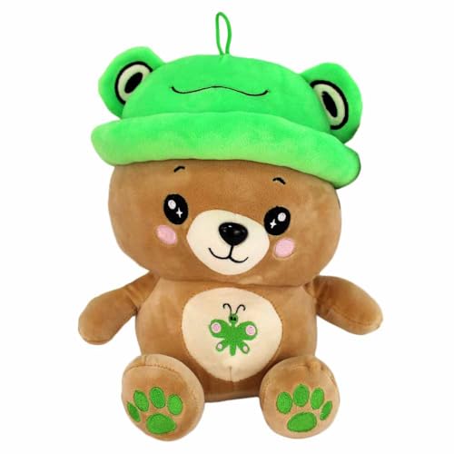 BEMIRO Teddy mit Hut – 25 cm – Kawaii-Gesicht & Schlaufe – Kuschelig weich & Squishy – Aus recycelten Materialien (Grün) von BEMIRO