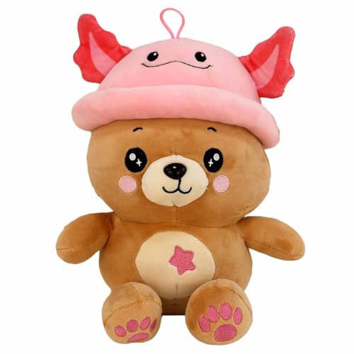 BEMIRO Teddy mit Hut – 25 cm – Kawaii-Gesicht & Schlaufe – Kuschelig weich & Squishy – Aus recycelten Materialien (Rosa) von BEMIRO
