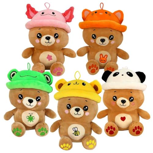 BEMIRO Teddy mit Hut – 25 cm – Kawaii-Gesicht & Schlaufe – Kuschelig weich & Squishy – Aus recycelten Materialien (Set) von BEMIRO