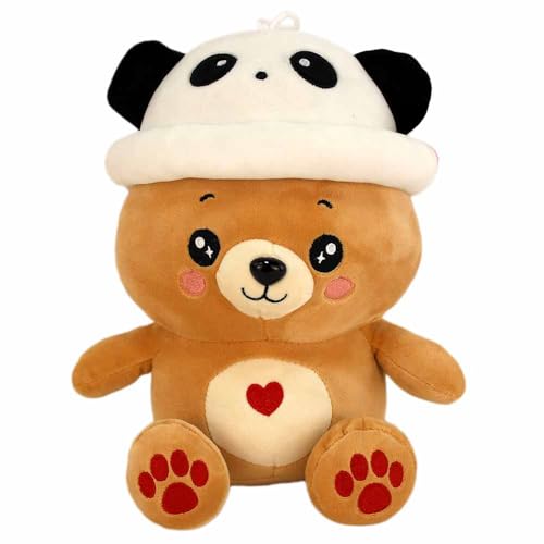 BEMIRO Teddy mit Hut – 25 cm – Kawaii-Gesicht & Schlaufe – Kuschelig weich & Squishy – Aus recycelten Materialien (Weiß) von BEMIRO