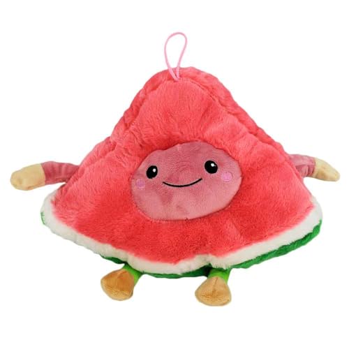 BEMIRO Wassermelone Kuscheltier – 32 cm – Mit gesticktem Kawaii-Gesicht & Schlaufe – Kuschelig weiches Plüschtier von BEMIRO
