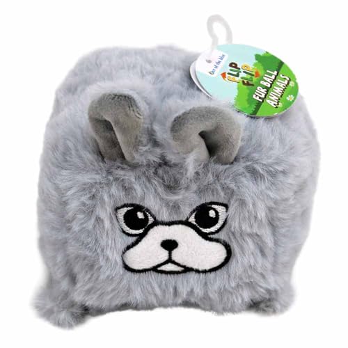 BEMIRO Wendbarer Plüsch Ball mit Tiermotiven – 12 cm – Kuschelig weich – Gestickte Gesichter – Zum Einrollen als Kugel (Grau) von BEMIRO