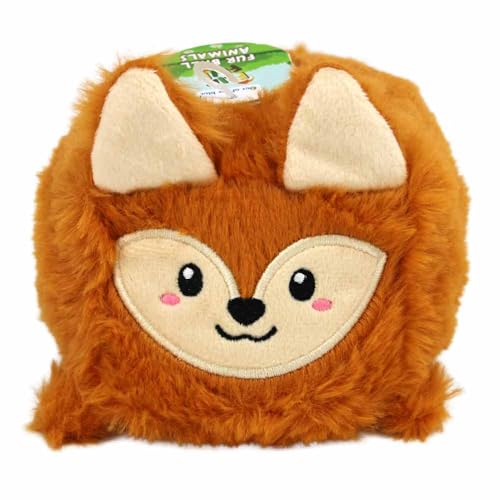 BEMIRO Wendbarer Plüsch Ball mit Tiermotiven – 12 cm – Kuschelig weich – Gestickte Gesichter – Zum Einrollen als Kugel (Orange) von BEMIRO
