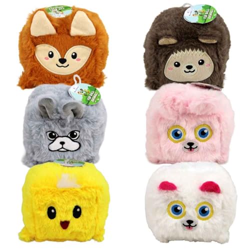BEMIRO Wendbarer Plüsch Ball mit Tiermotiven – 12 cm – Kuschelig weich – Gestickte Gesichter – Zum Einrollen als Kugel (Set) von BEMIRO