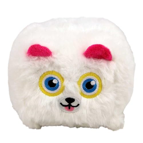 BEMIRO Wendbarer Plüsch Ball mit Tiermotiven – 12 cm – Kuschelig weich – Gestickte Gesichter – Zum Einrollen als Kugel (Weiß) von BEMIRO