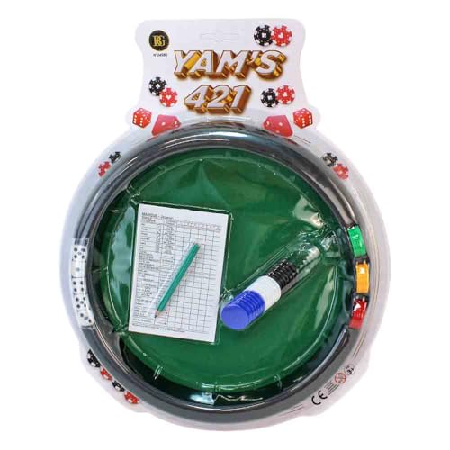 BEMIRO YAMs Würfelspiel Set – mit Würfeln, Chips, Spielblock (französisch), Stift & Unterlage – Familienspiel für Kinder & Erwachsene – kompaktes Reisespiel – leicht verständliche Vorlage von BEMIRO