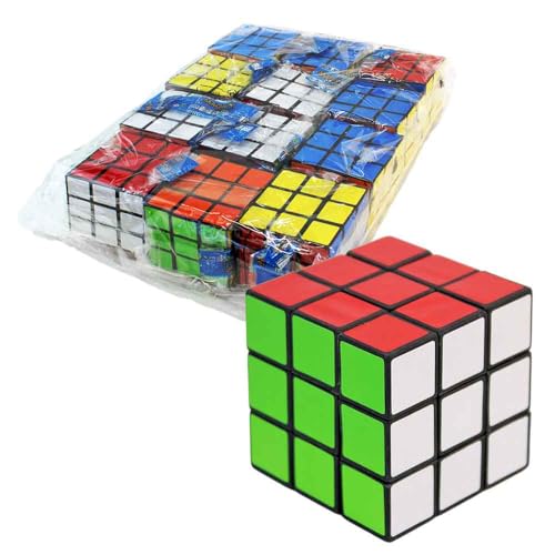 BEMIRO Zauberwürfel Set, 12 Stück, 5 x 5 cm, Klassisches 3x3 Knobelspiel aus Kunststoff, Denkspiel für Kinder ab 3 Jahre von BEMIRO